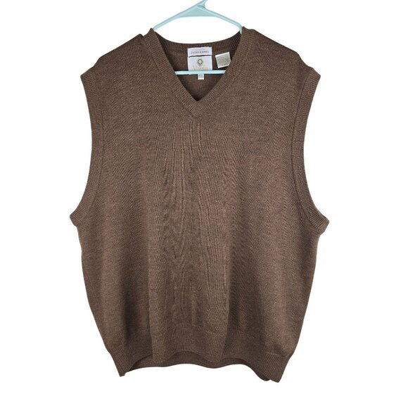 Viyella Patrick James Brown Merino Wool V-Neck Sweater Vest Size XL - Picture 1 of 6